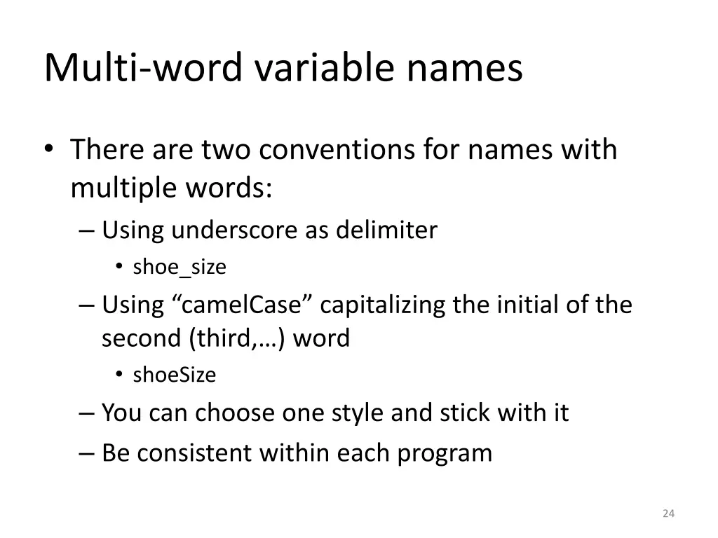 multi word variable names