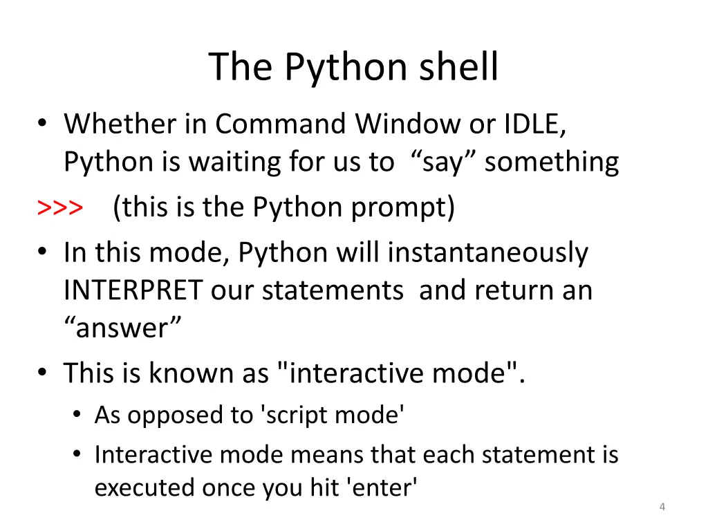 the python shell