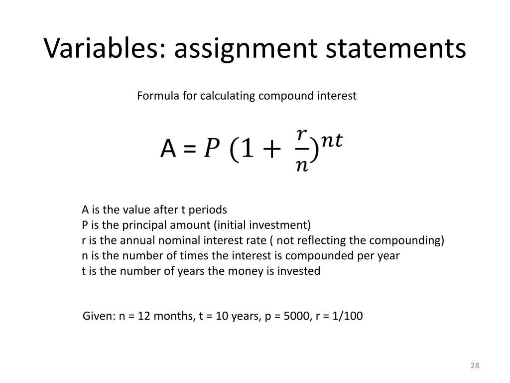 variables assignment statements 2