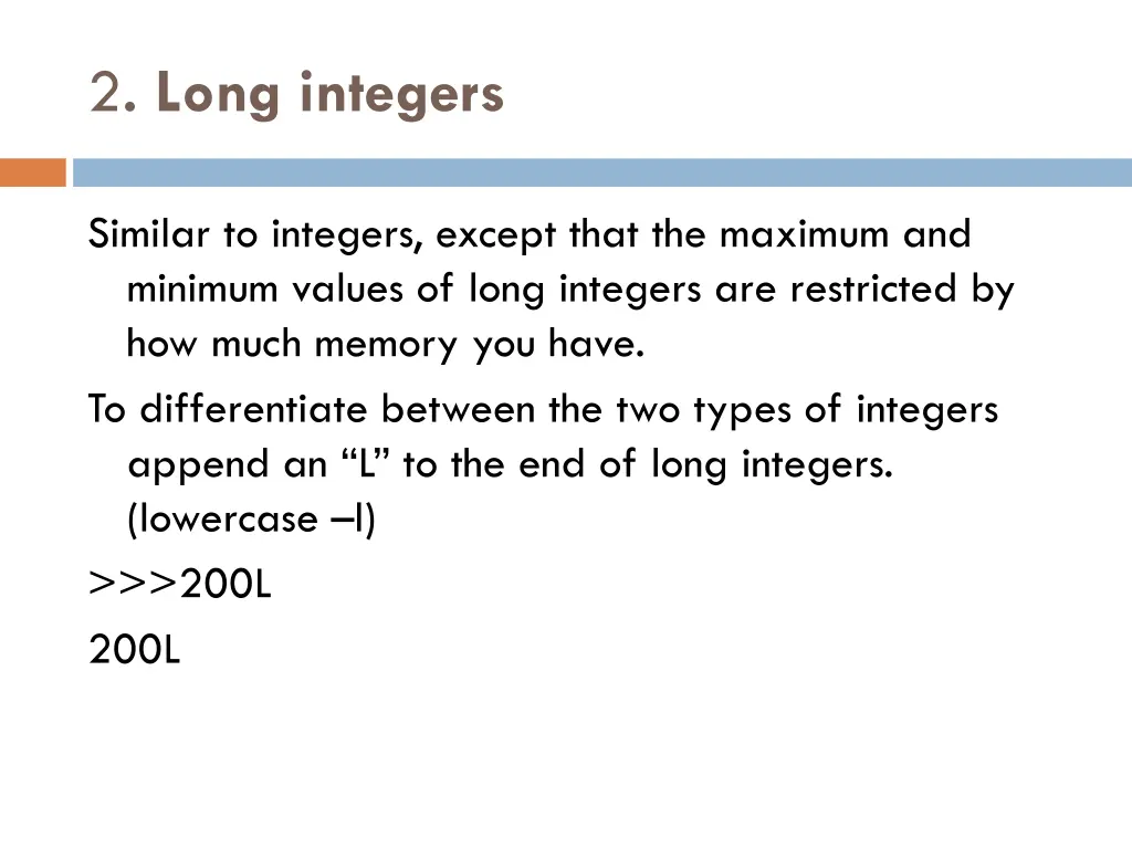 2 long integers