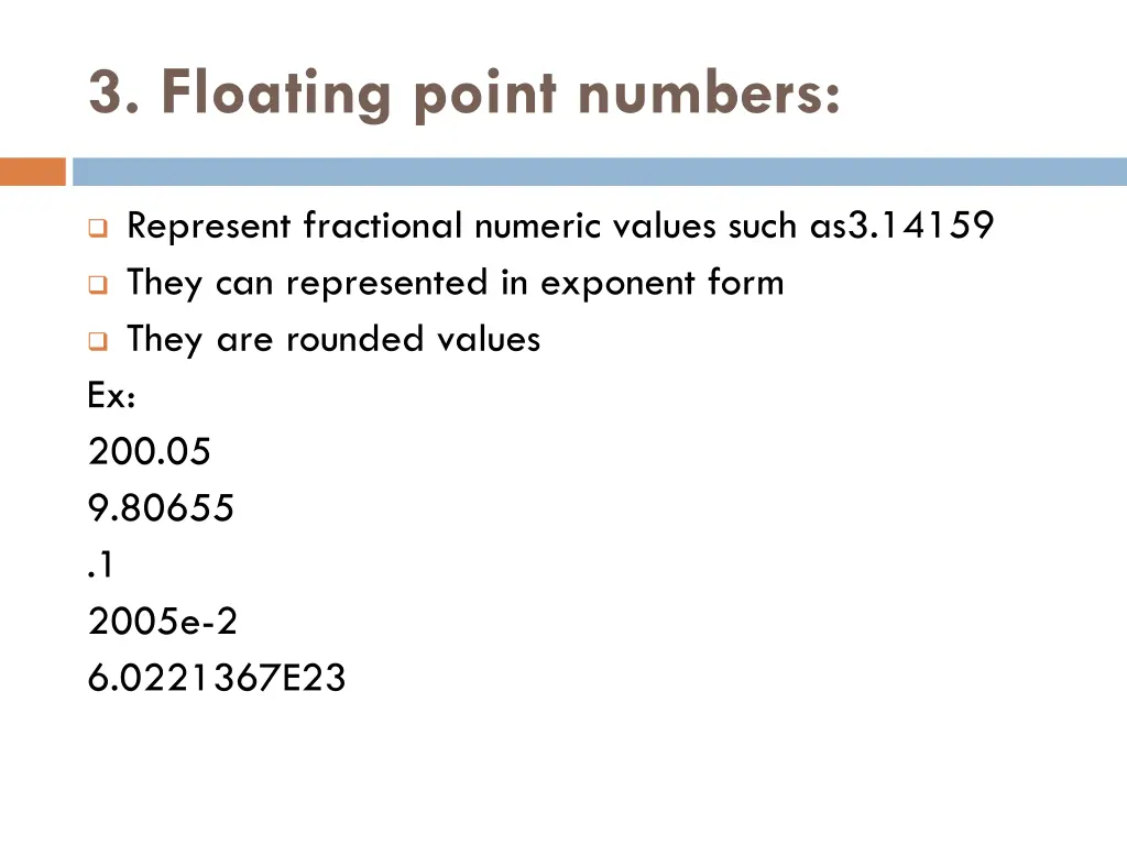 3 floating point numbers