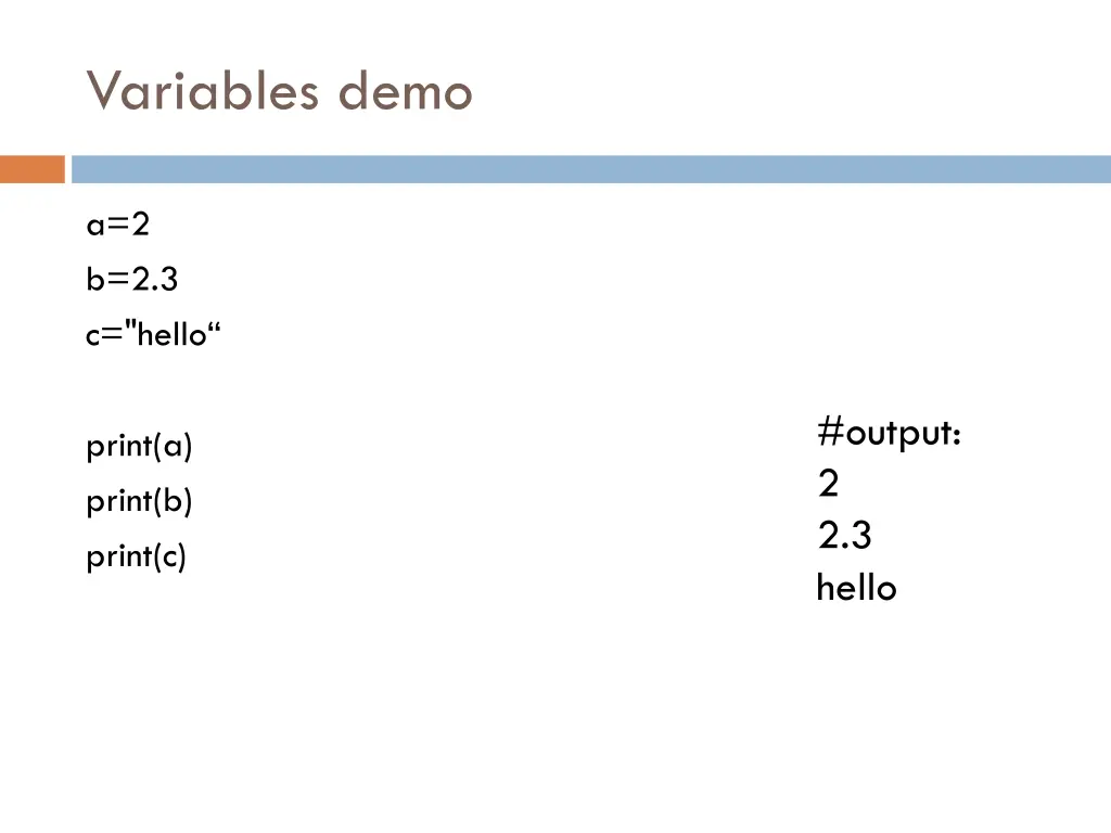 variables demo