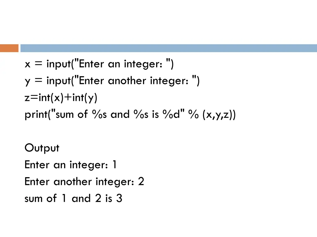 x input enter an integer y input enter another