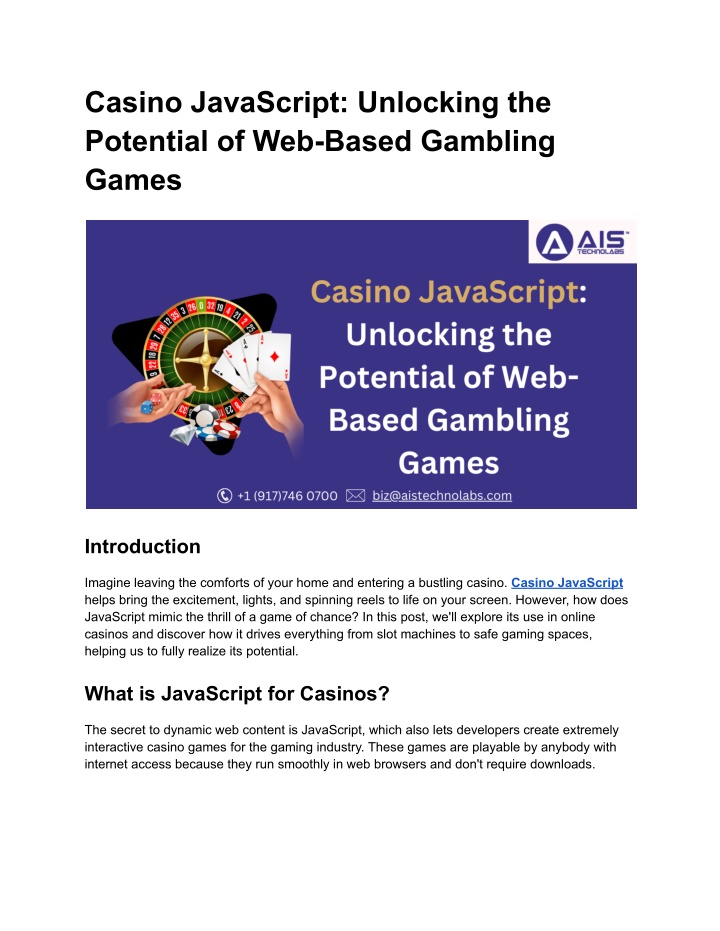 casino javascript unlocking the potential