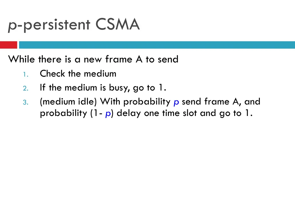 p persistent csma