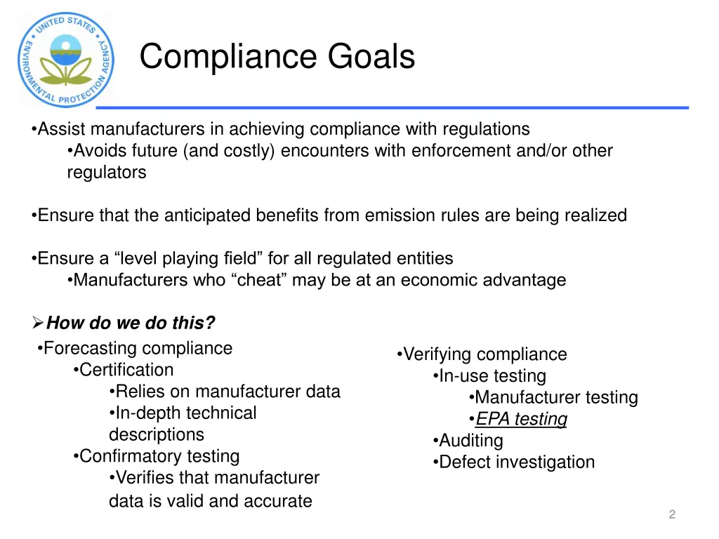 compliance goals