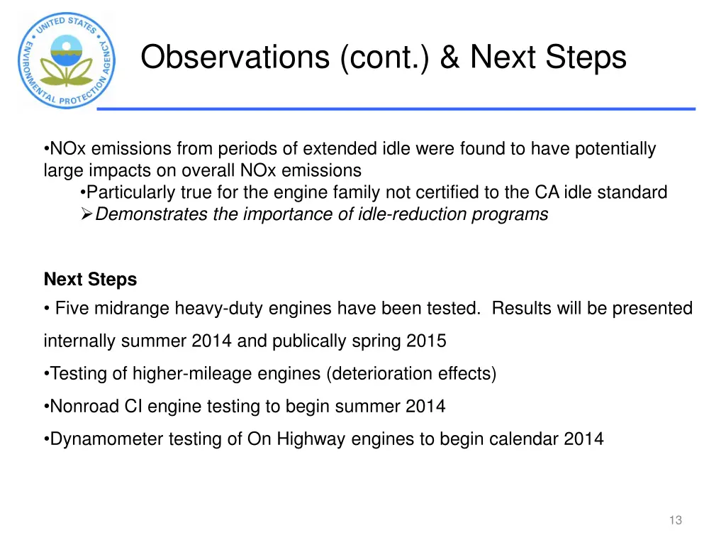 observations cont next steps