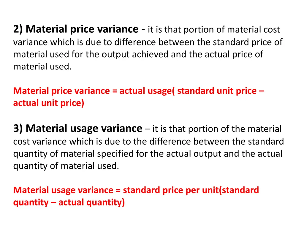 2 material price variance it is that portion