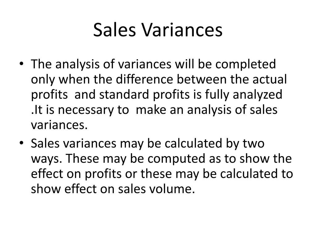 sales variances 1