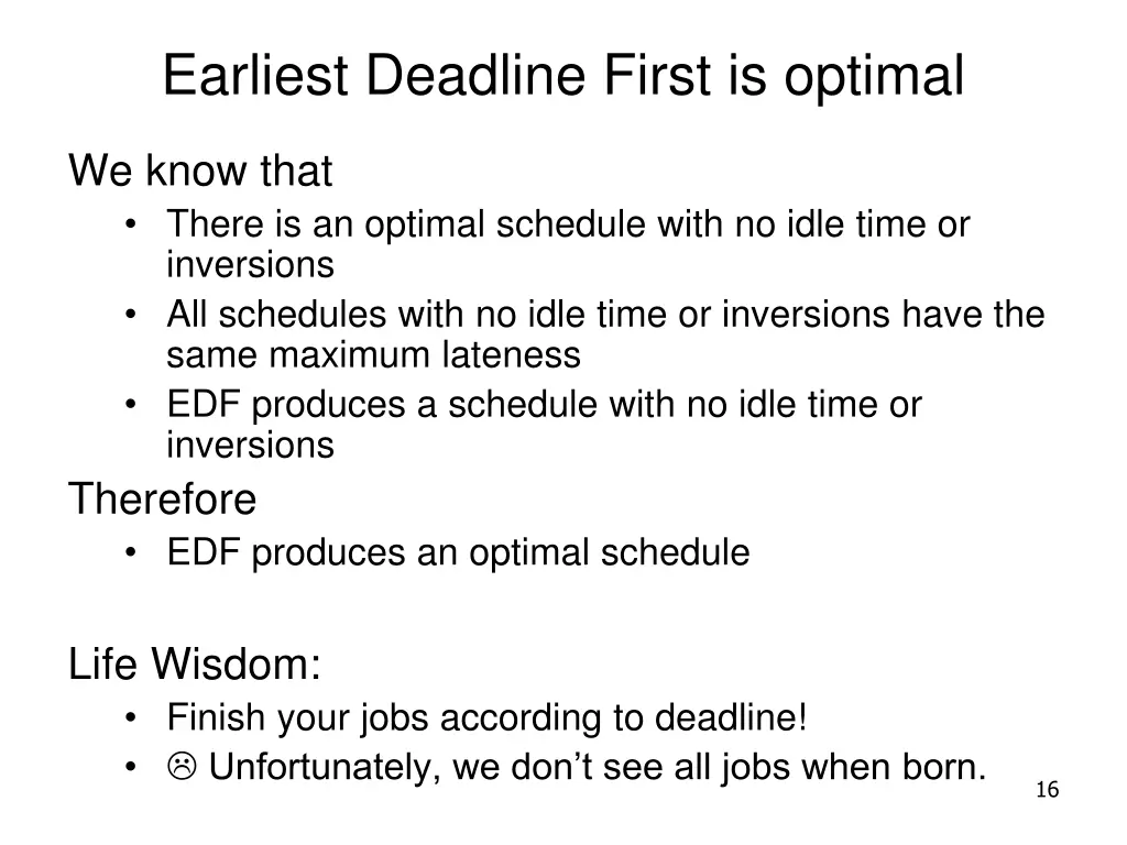 earliest deadline first is optimal