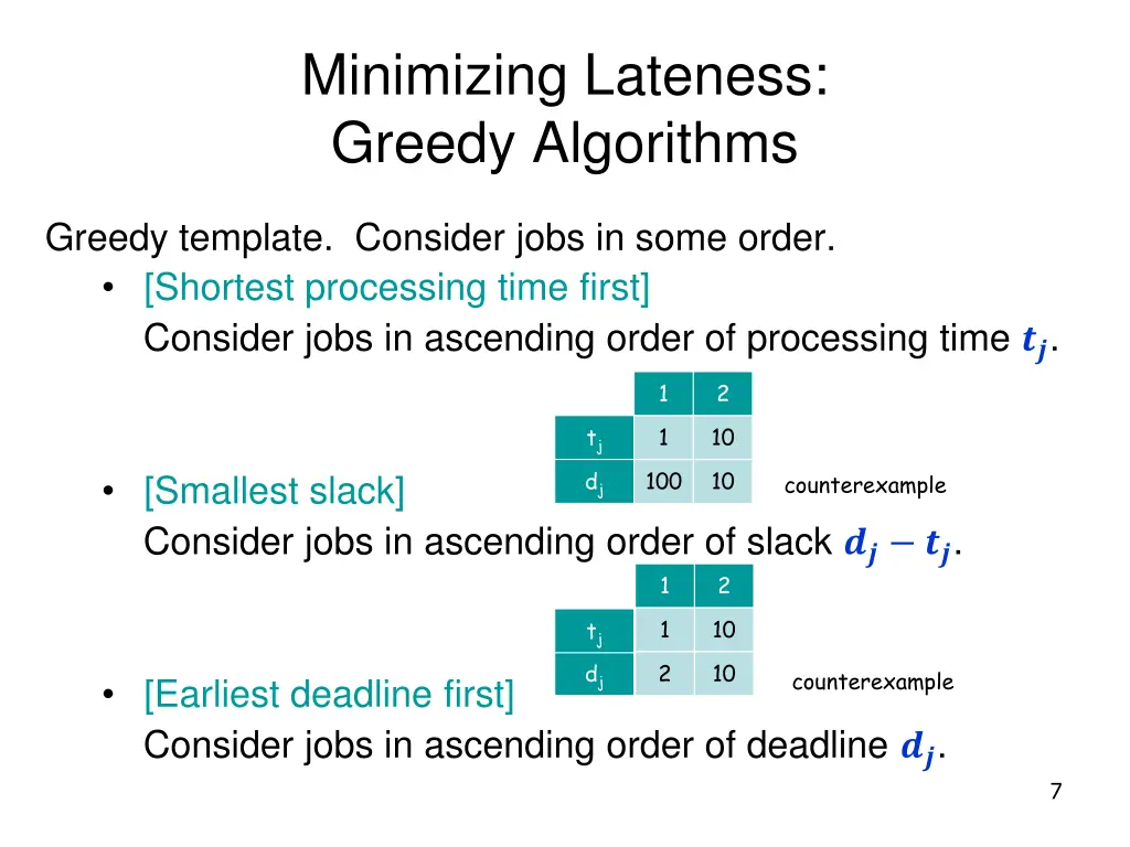 minimizing lateness greedy algorithms