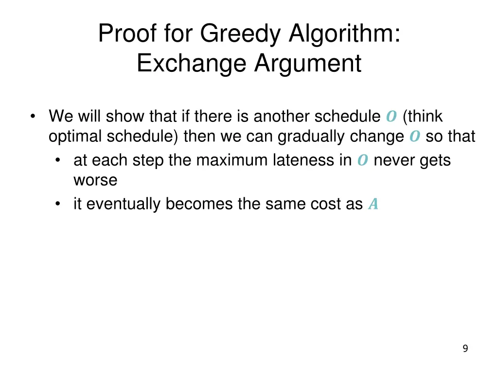 proof for greedy algorithm exchange argument