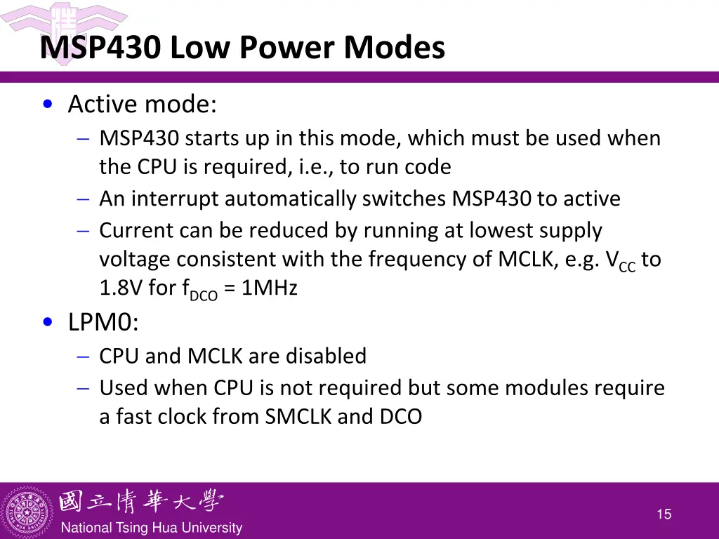 msp430 low power modes 1