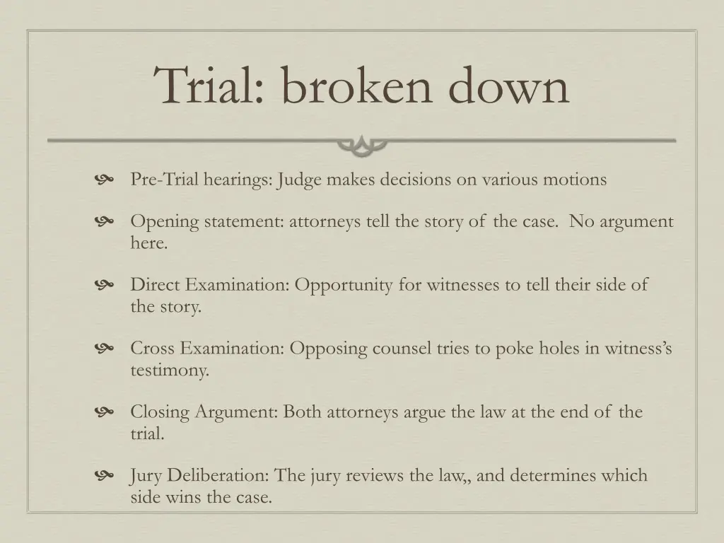 trial broken down