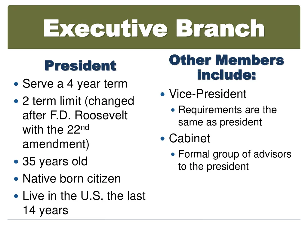 executive branch executive branch