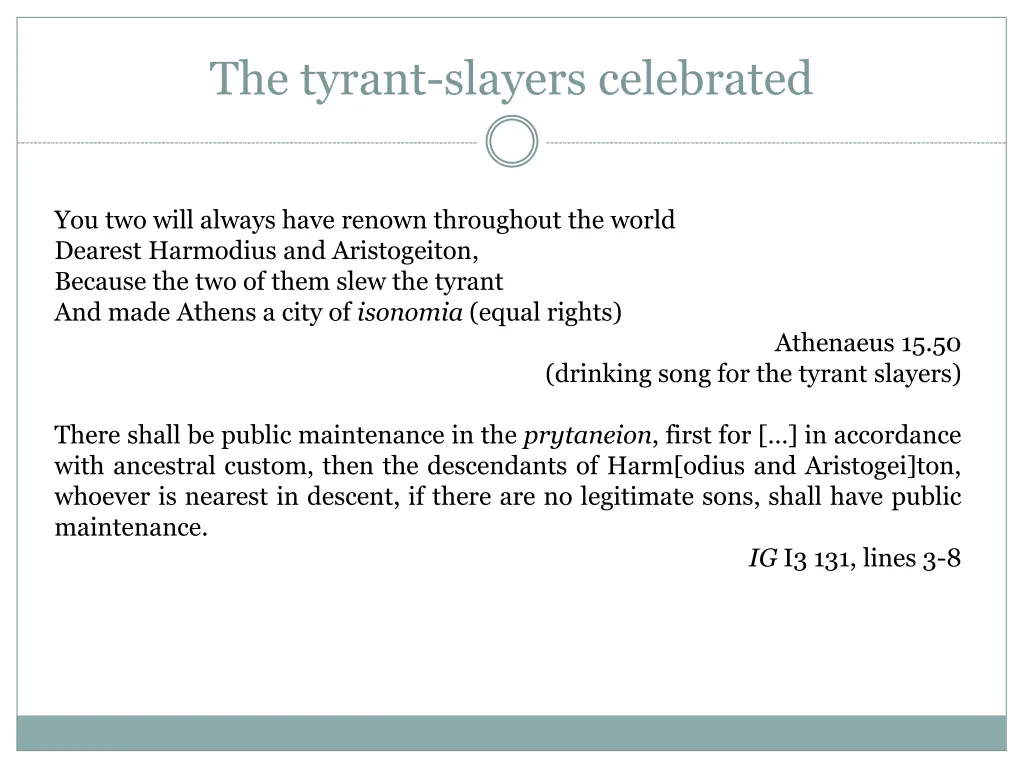 the tyrant slayers celebrated