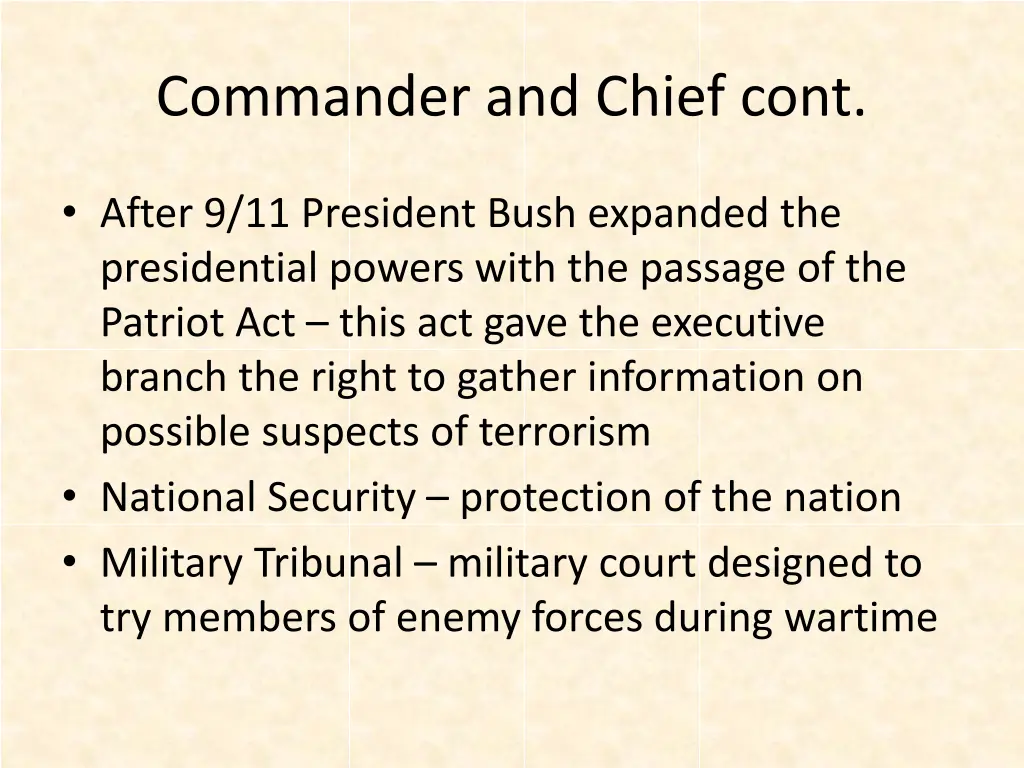 commander and chief cont