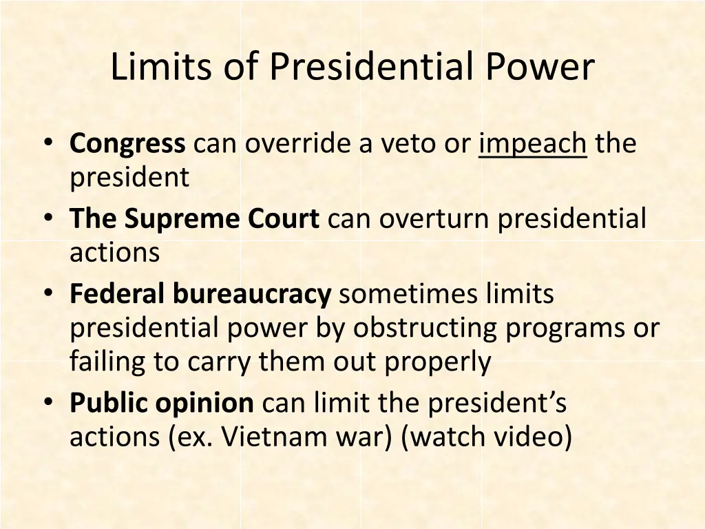 limits of presidential power