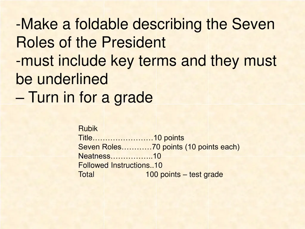 make a foldable describing the seven roles