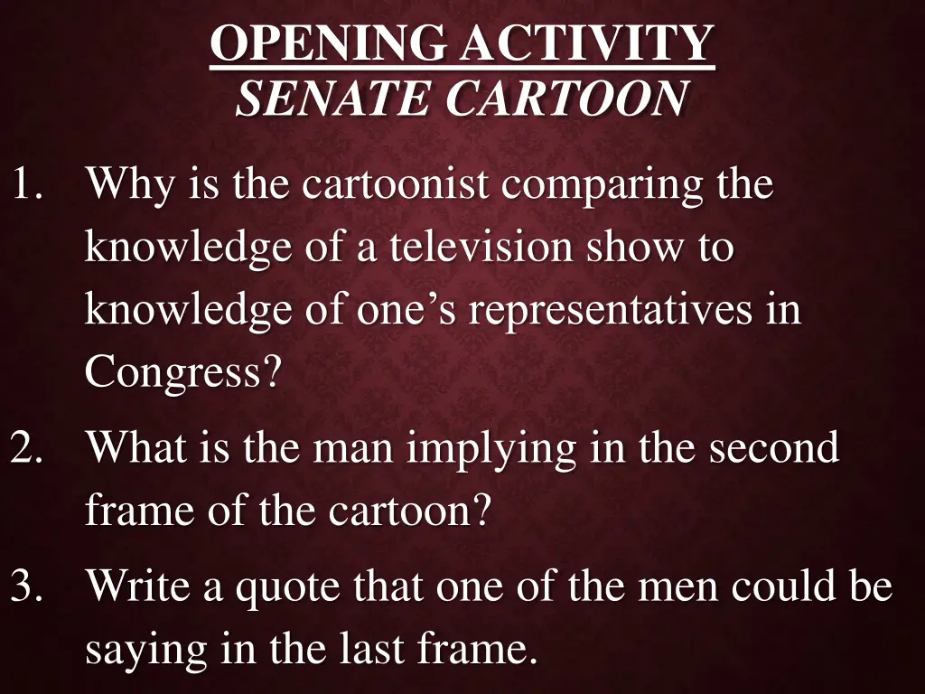 opening activity senate cartoon