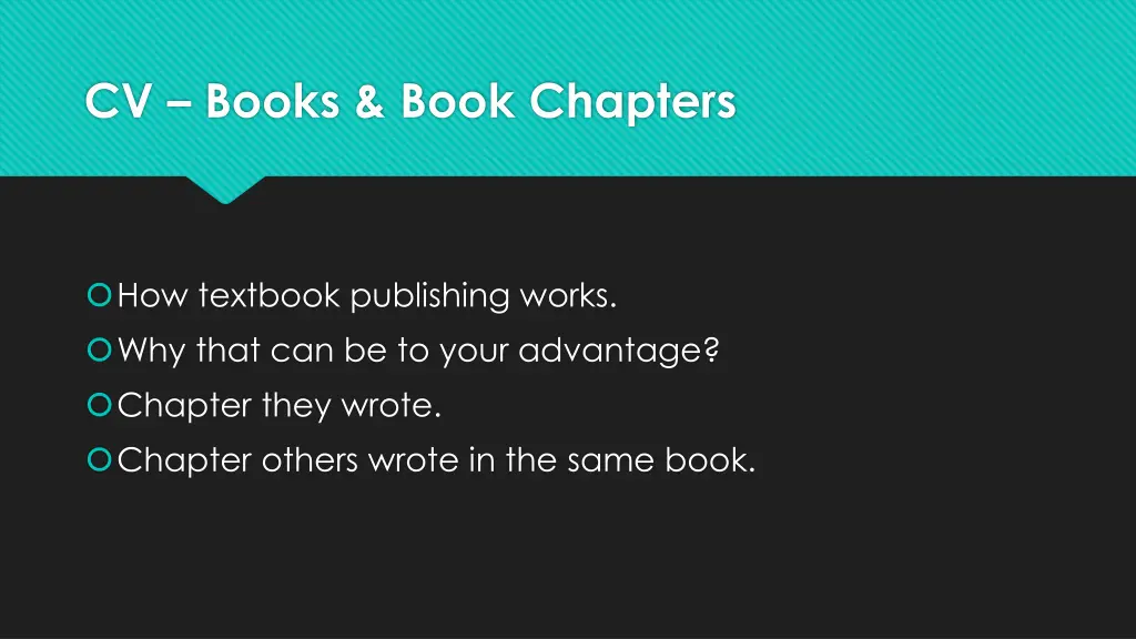 cv books book chapters