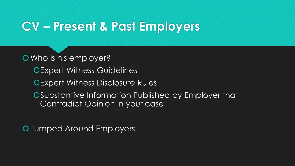 cv present past employers