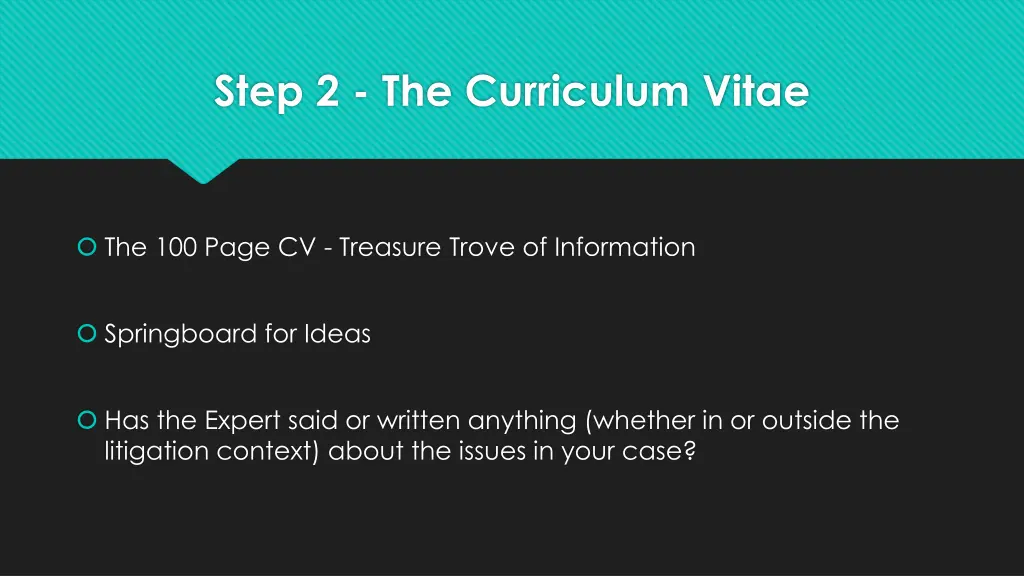 step 2 the curriculum vitae