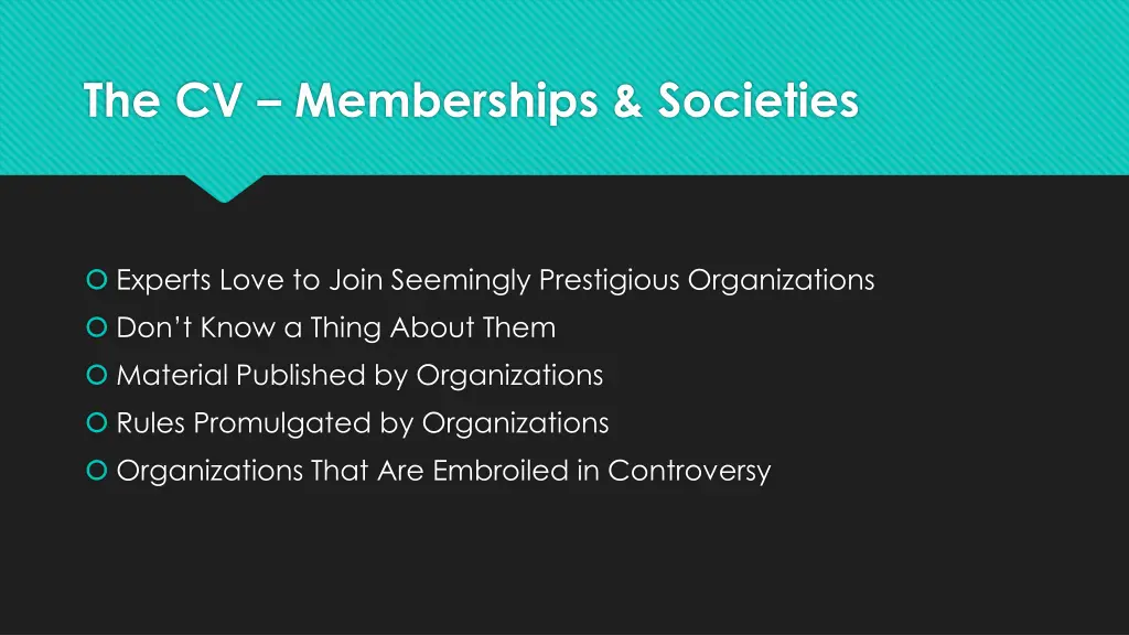 the cv memberships societies