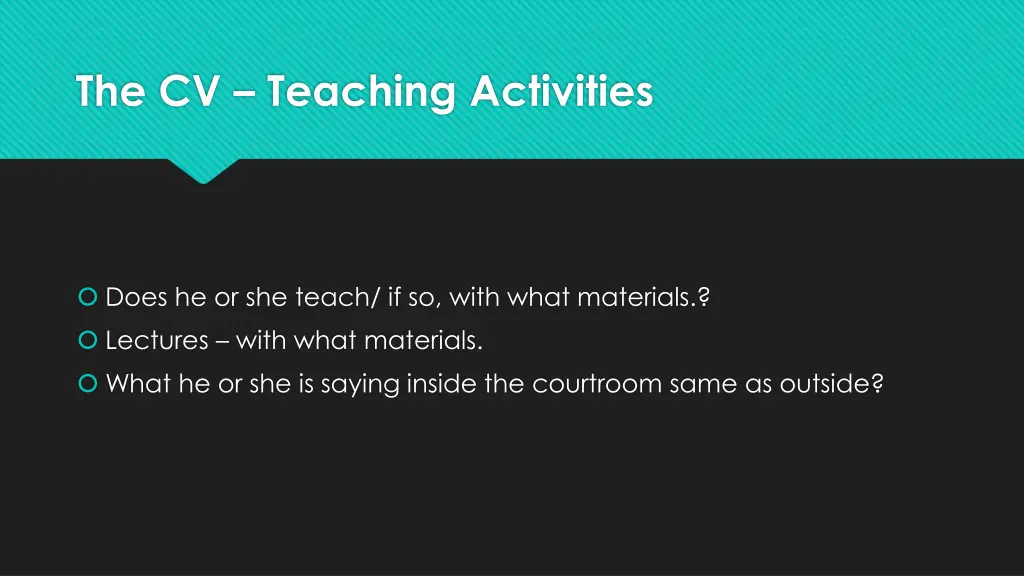 the cv teaching activities