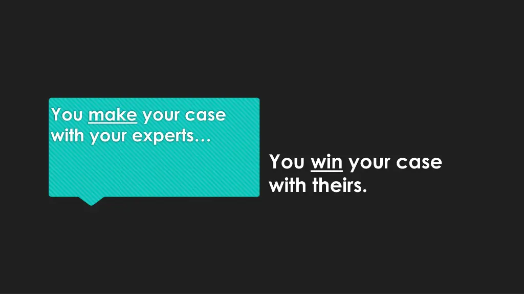 you make your case with your experts