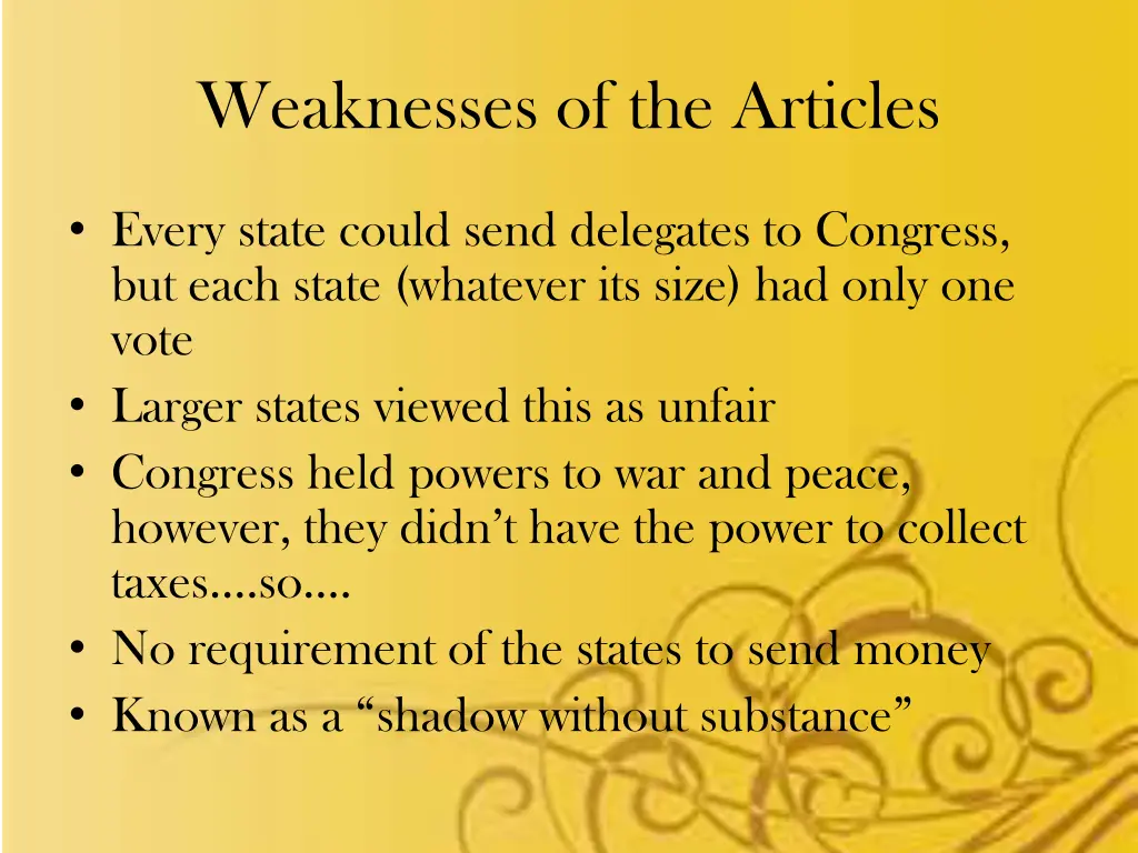 weaknesses of the articles 1