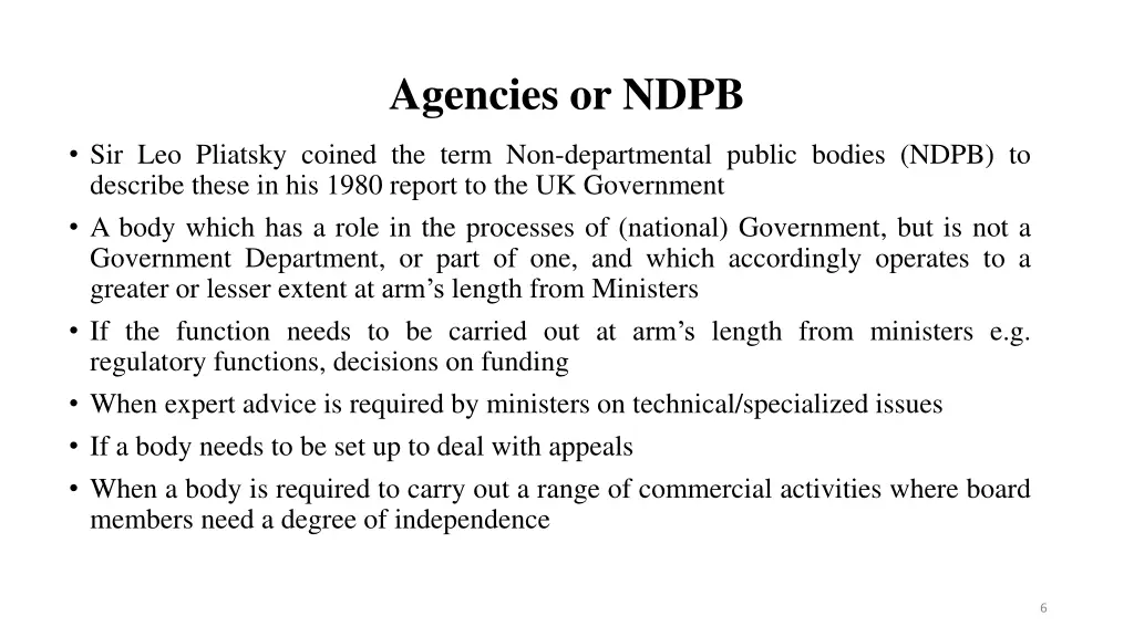 agencies or ndpb