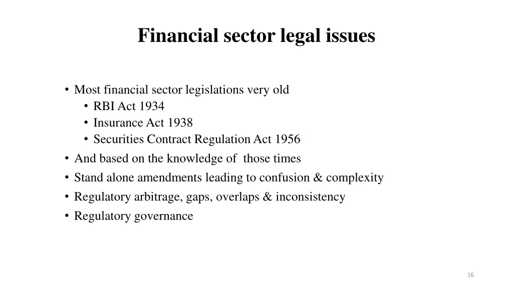 financial sector legal issues