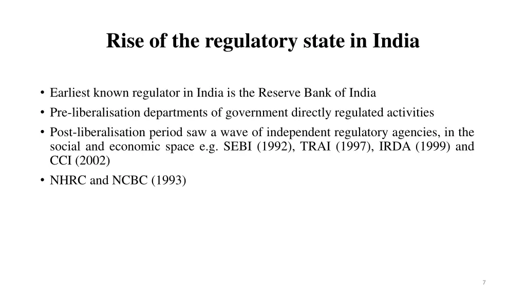 rise of the regulatory state in india