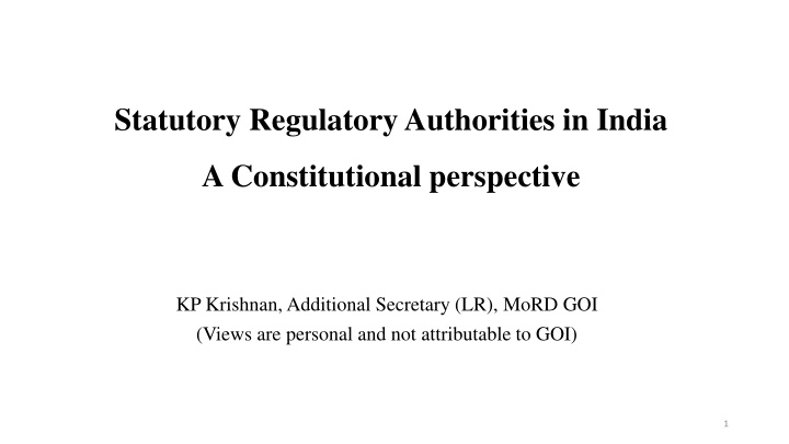 statutory regulatory authorities in india