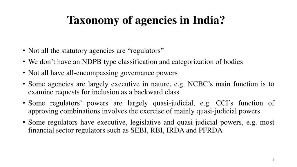 taxonomy of agencies in india