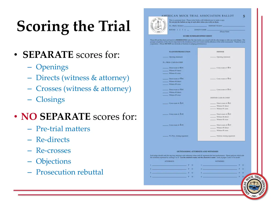 scoring the trial 3