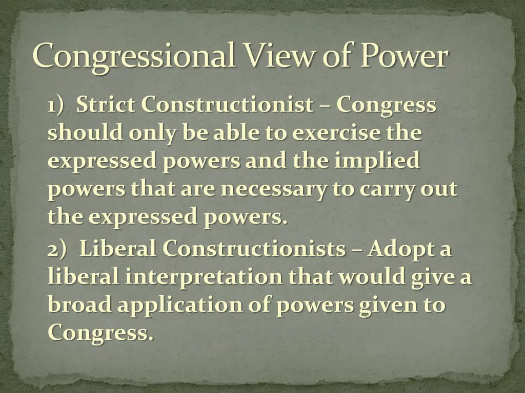 congressional view of power