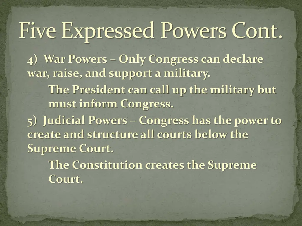 five expressed powers cont