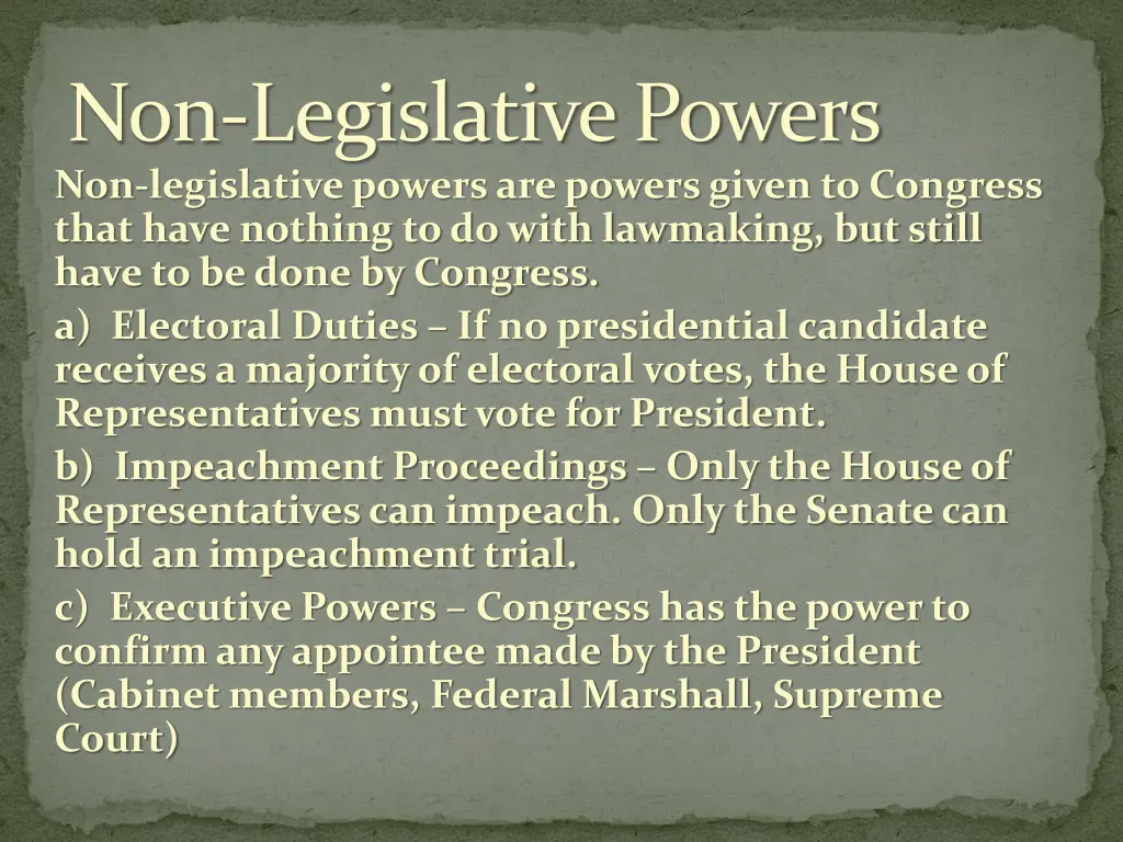 non legislative powers