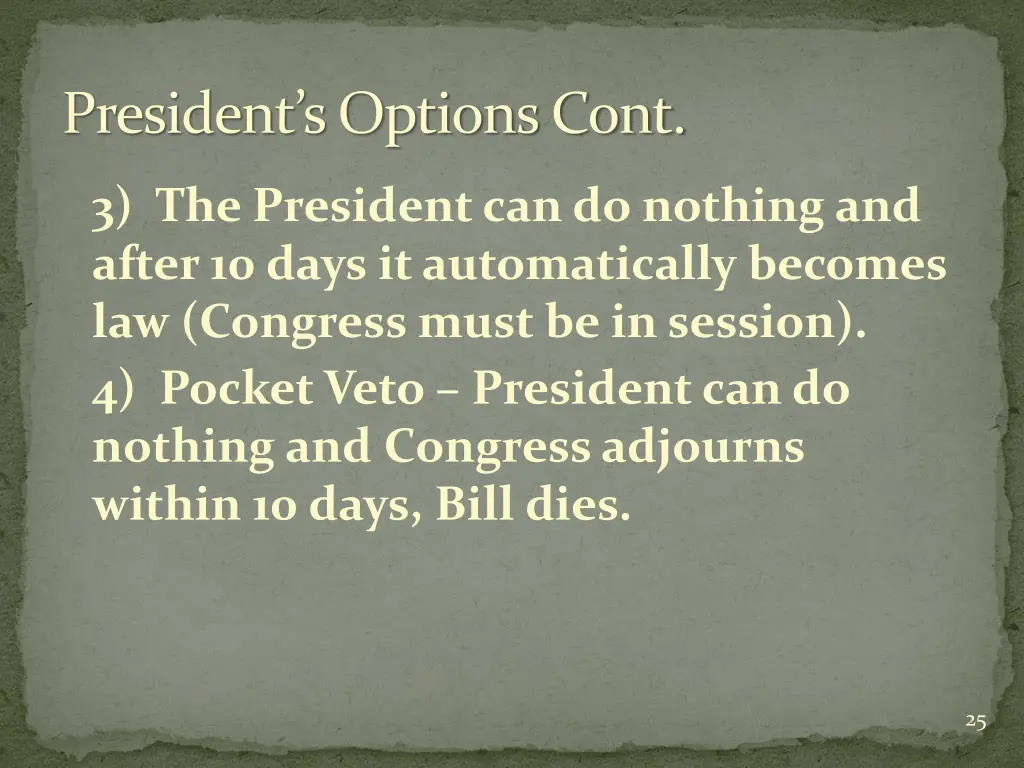 president s options cont