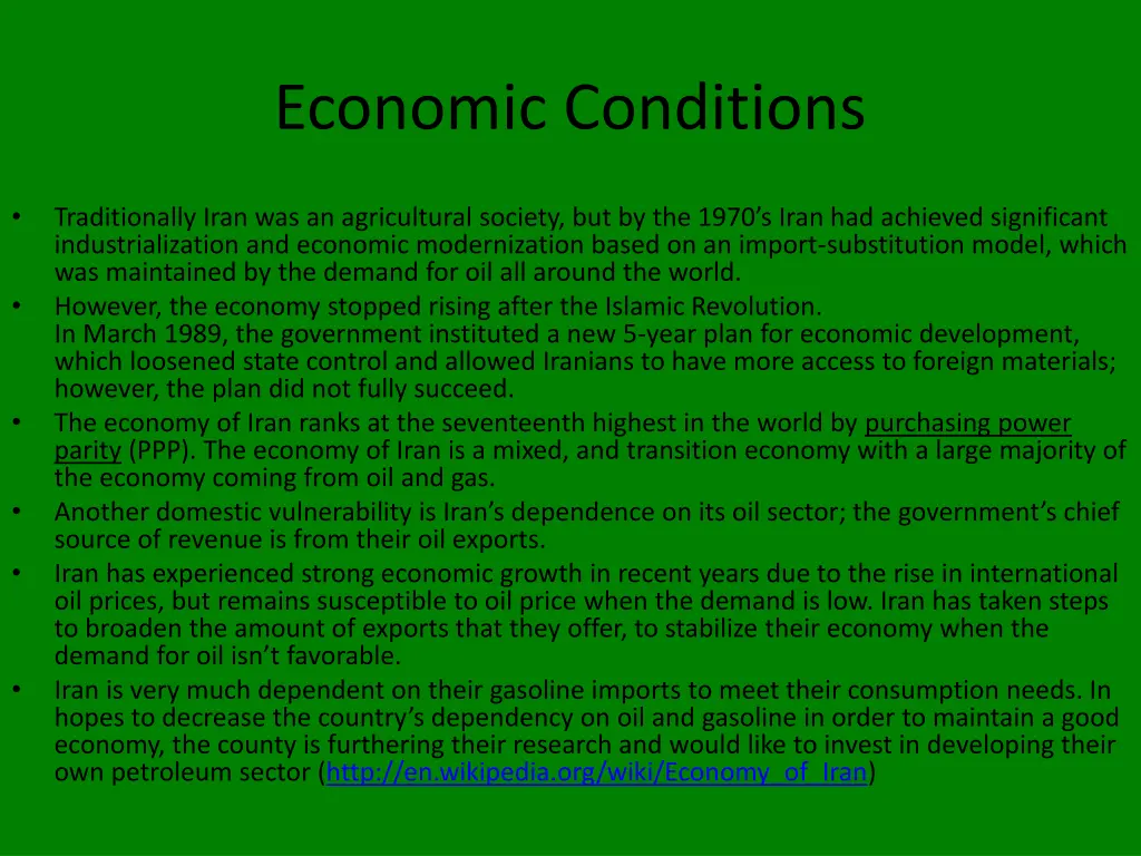 economic conditions