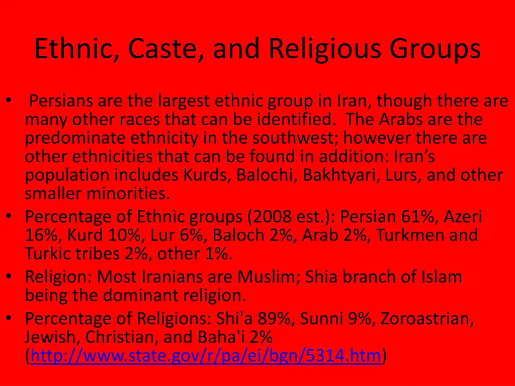 ethnic caste and religious groups