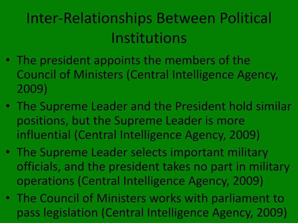 inter relationships between political