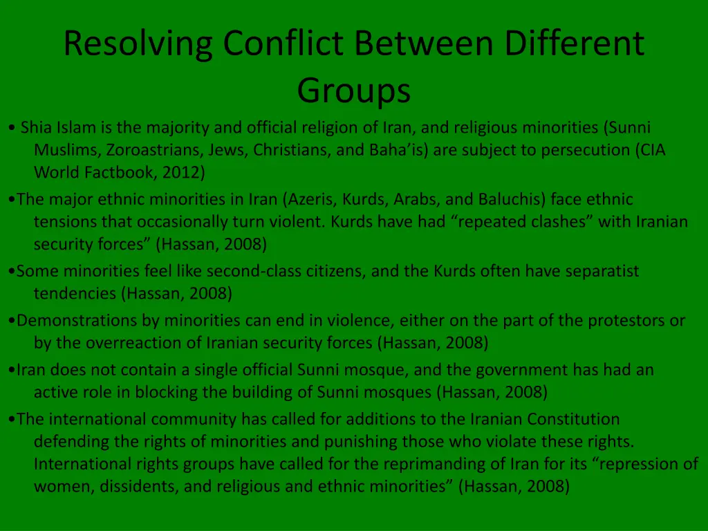 resolving conflict between different groups shia