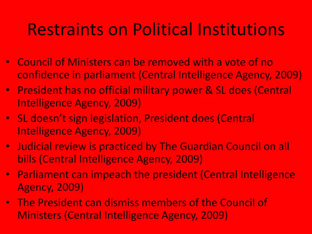 restraints on political institutions