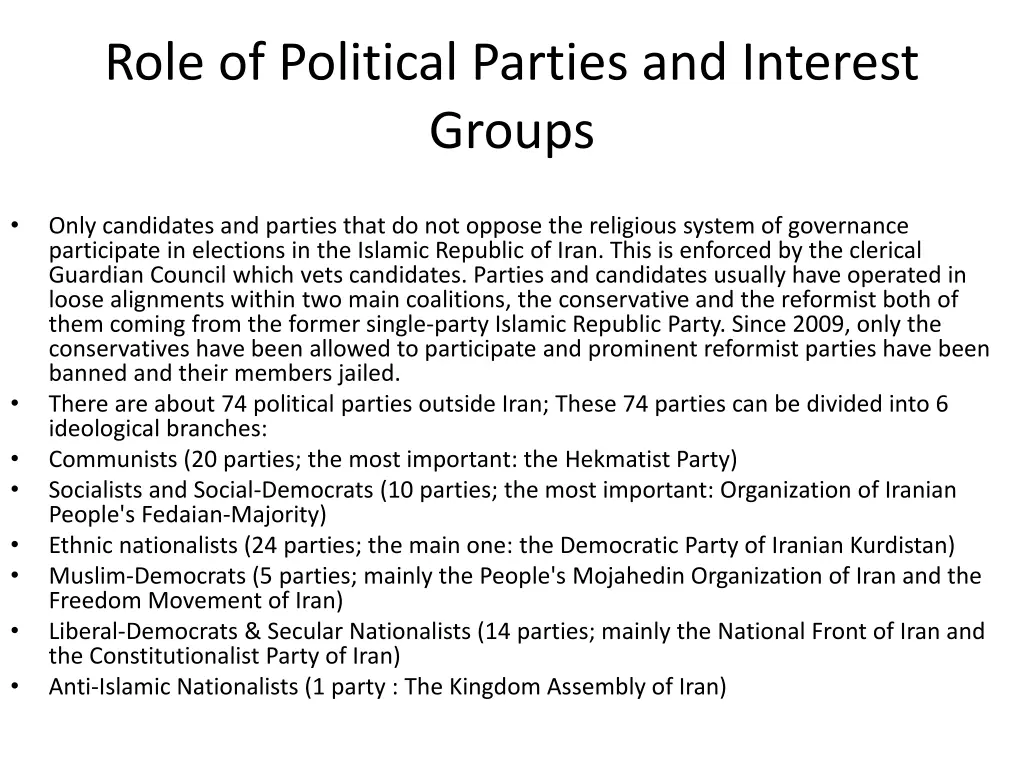 role of political parties and interest groups