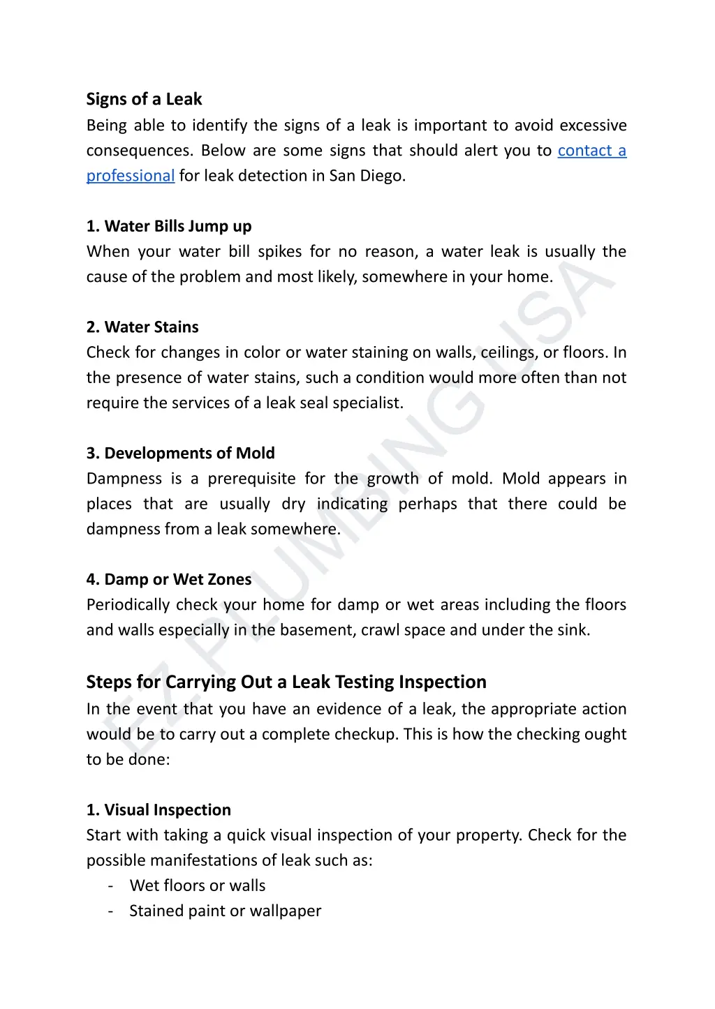 signs of a leak being able to identify the signs