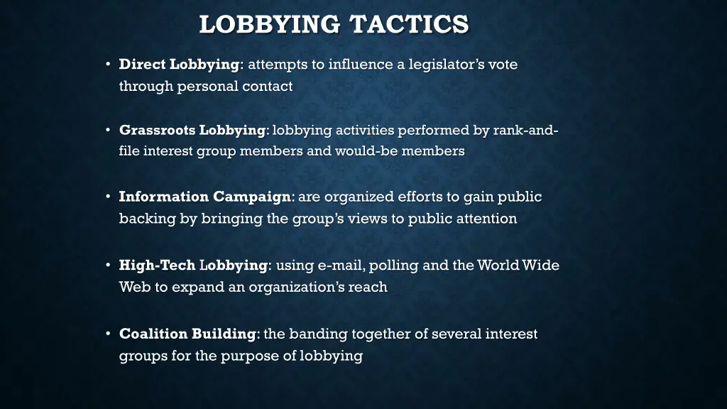 lobbying tactics