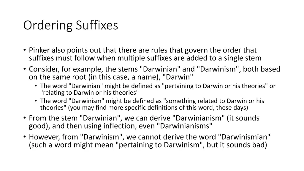 ordering suffixes